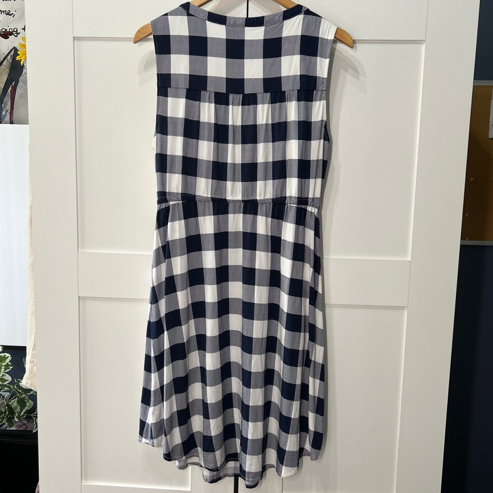Torrid Navy Blue White Plaid Challis Zip Front Shirt Dress Women Size 0/Large - Picture 3 of 13